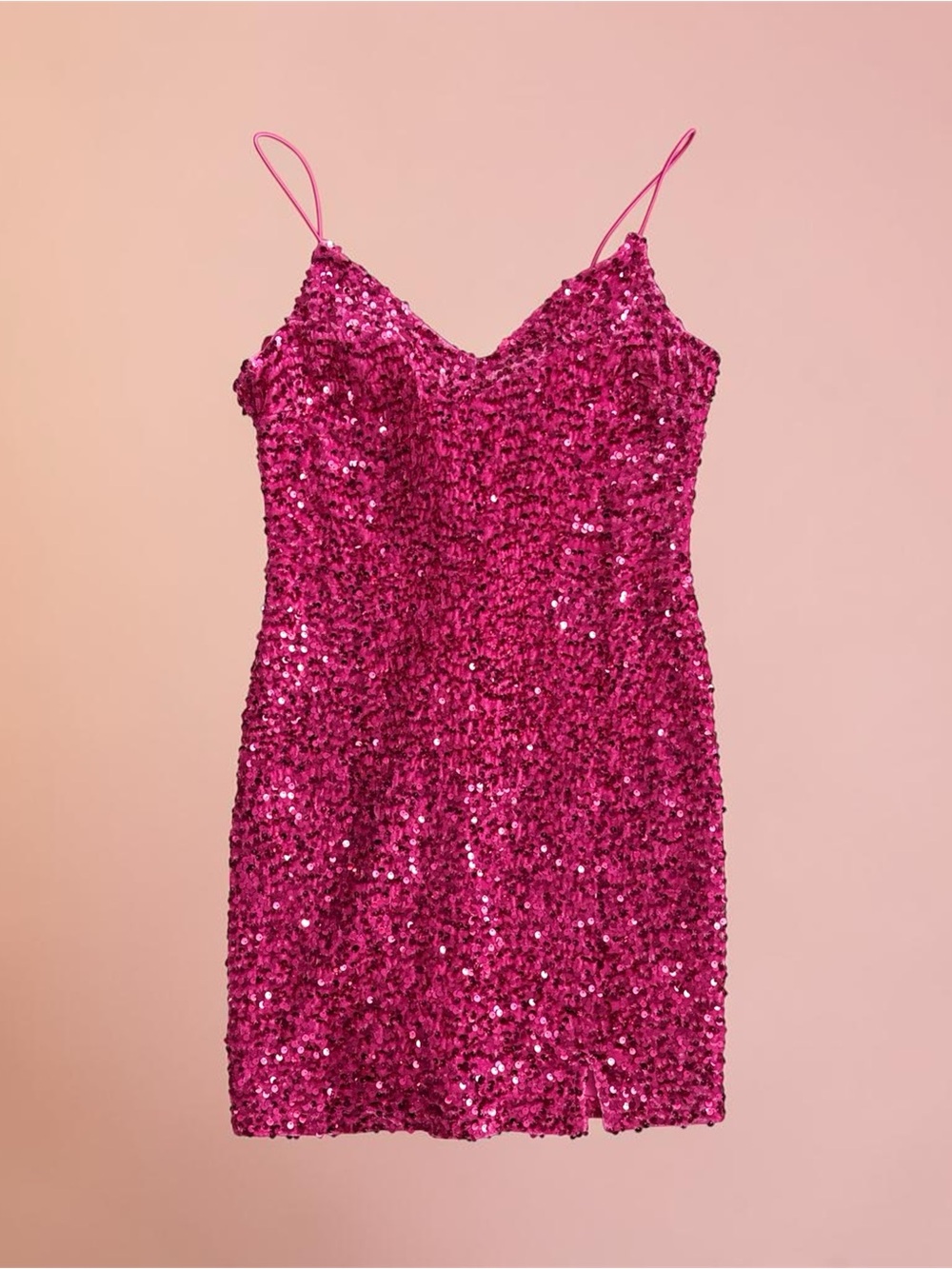Francesca's Hot Pink Sequin Slip Dress